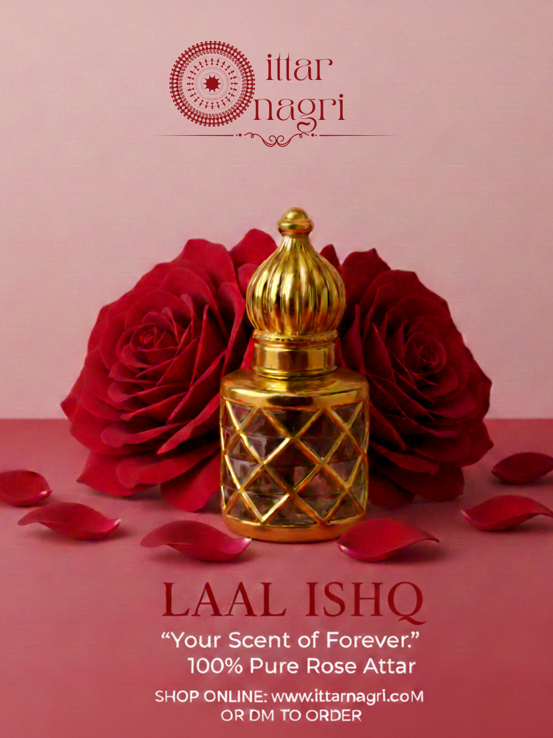 Laal Ishq – Pure Red Rose Attar | Handcrafted Kannauj Perfume